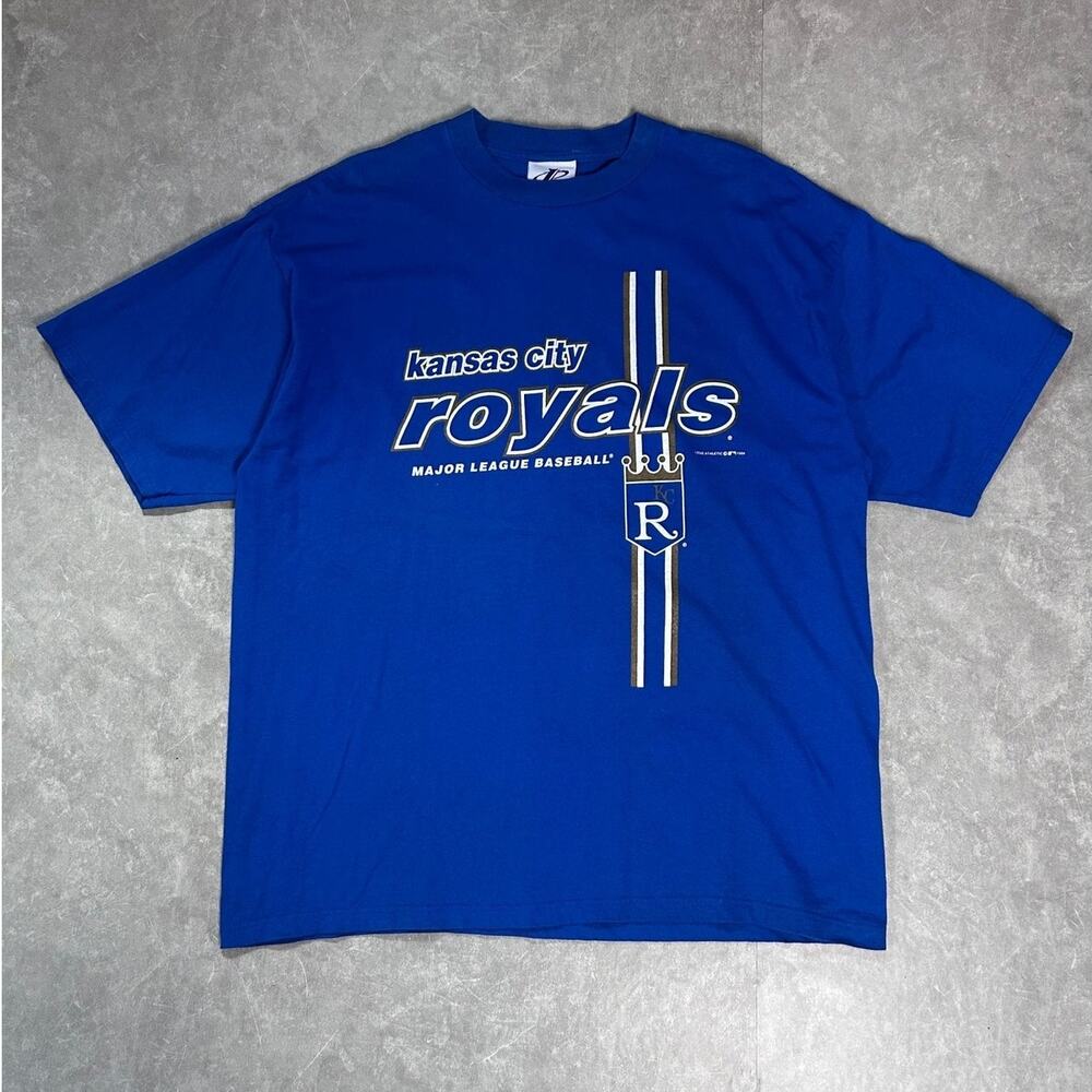 90s Vintage Kansas City Royals Pin Stripe Blue T Shirt -XL